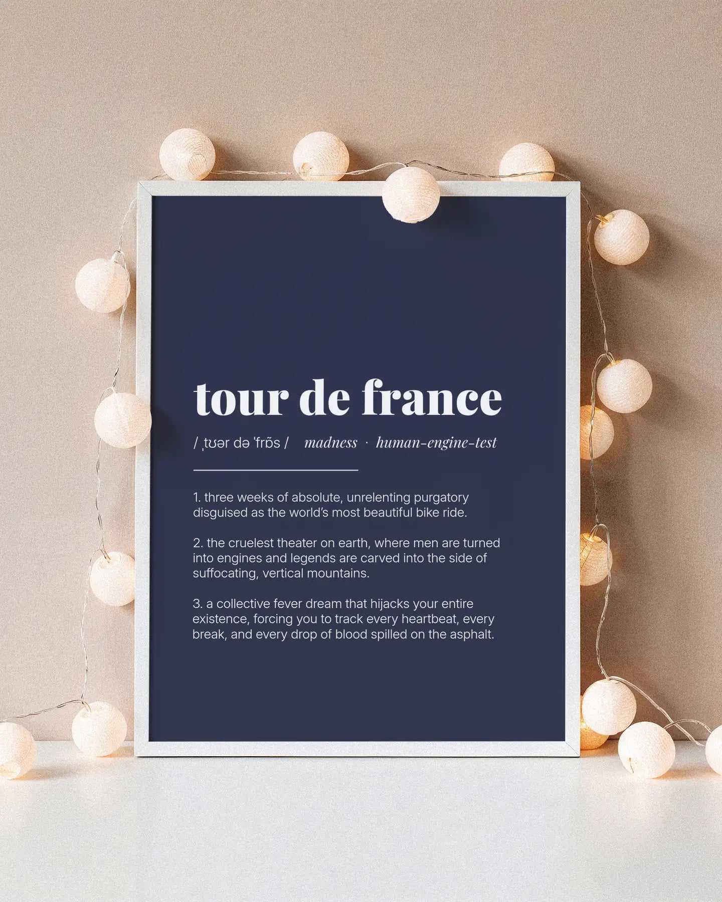 Definition Poster of Tour de France on Deep Navy background