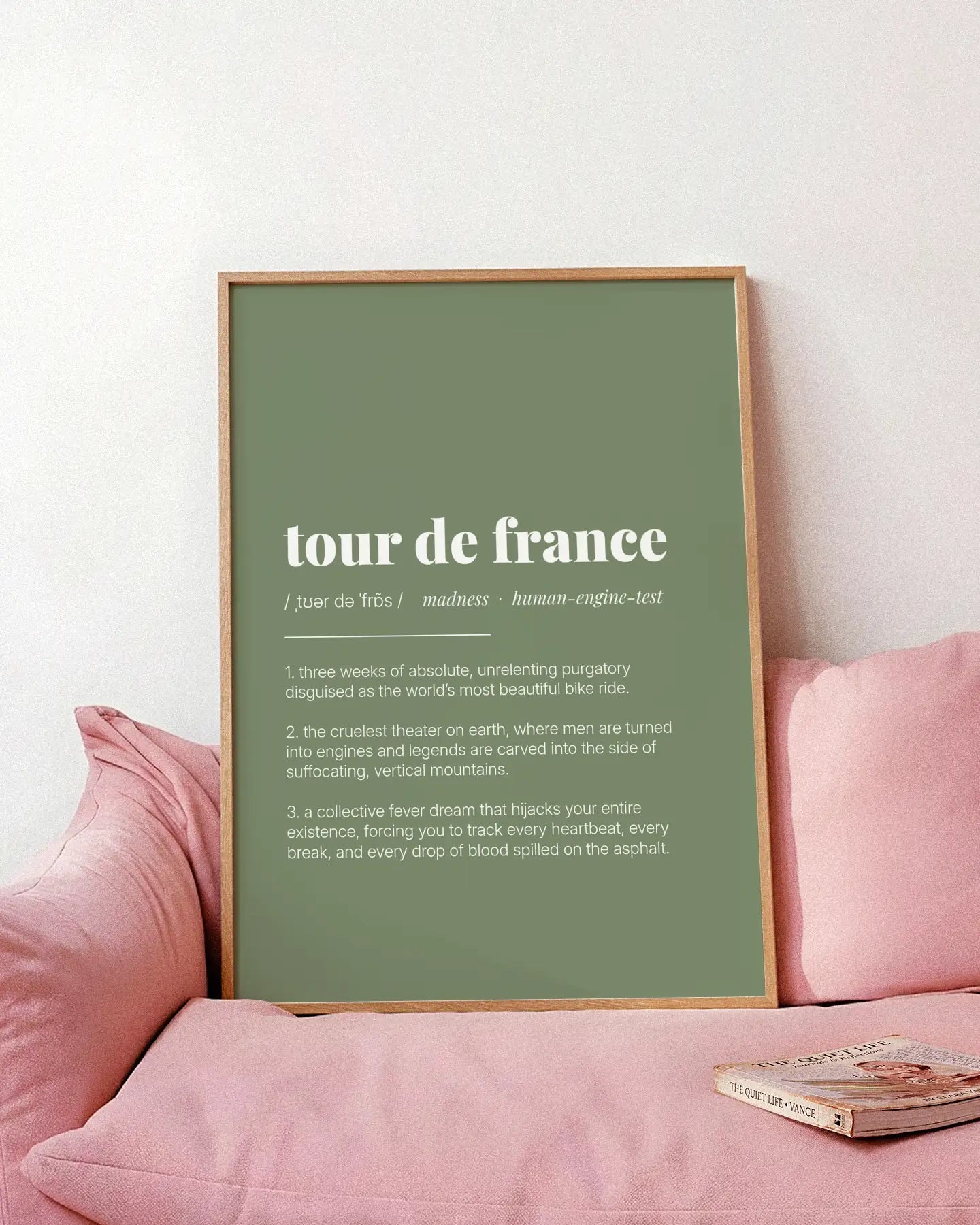 Definition Poster of Tour de France on Sage Green background