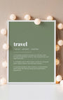 Definition Poster of Travel on Sage Green background