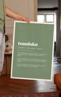 Definition Poster of Tsundoku on Sage Green background