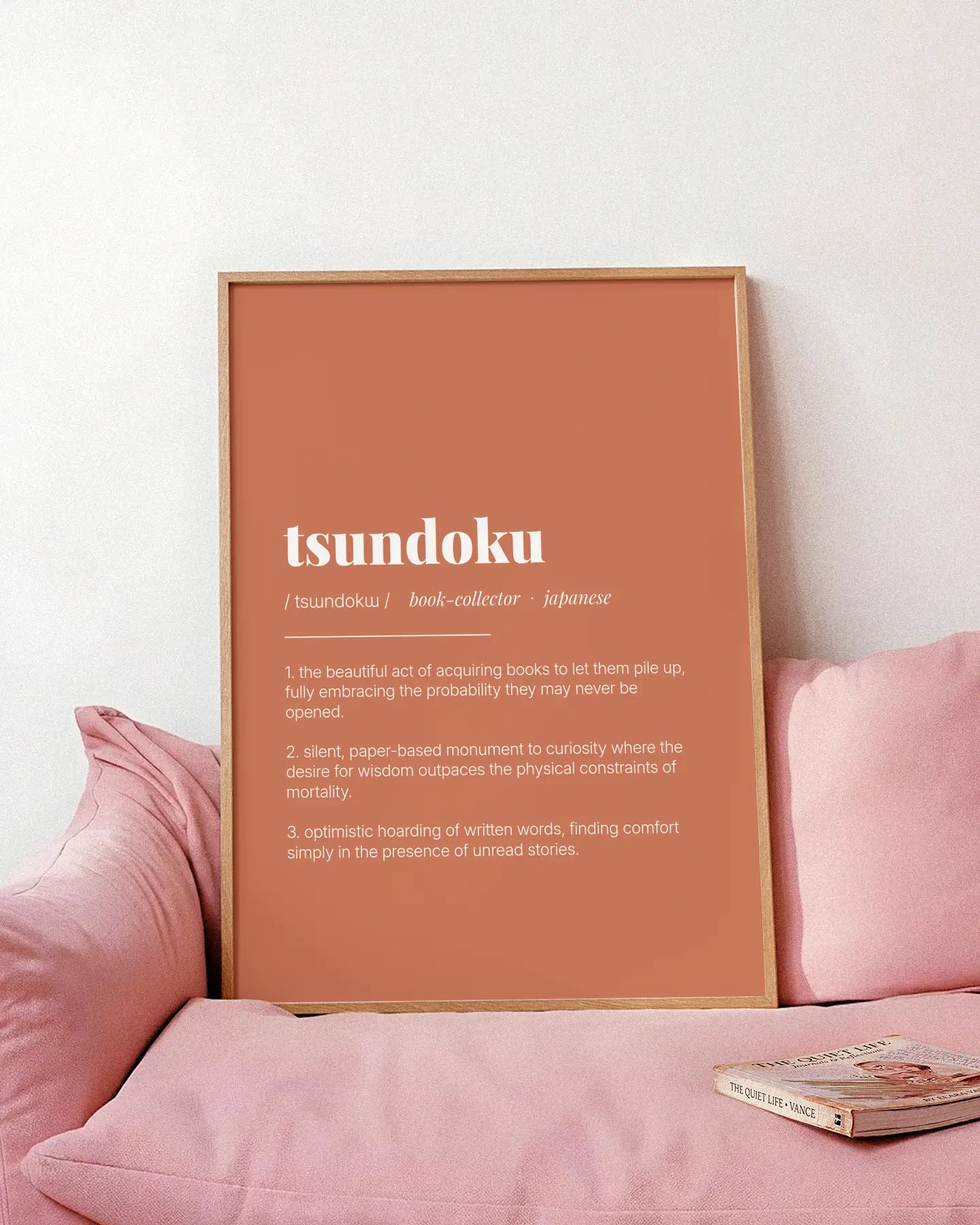 Definition Poster of Tsundoku on Terracotta background