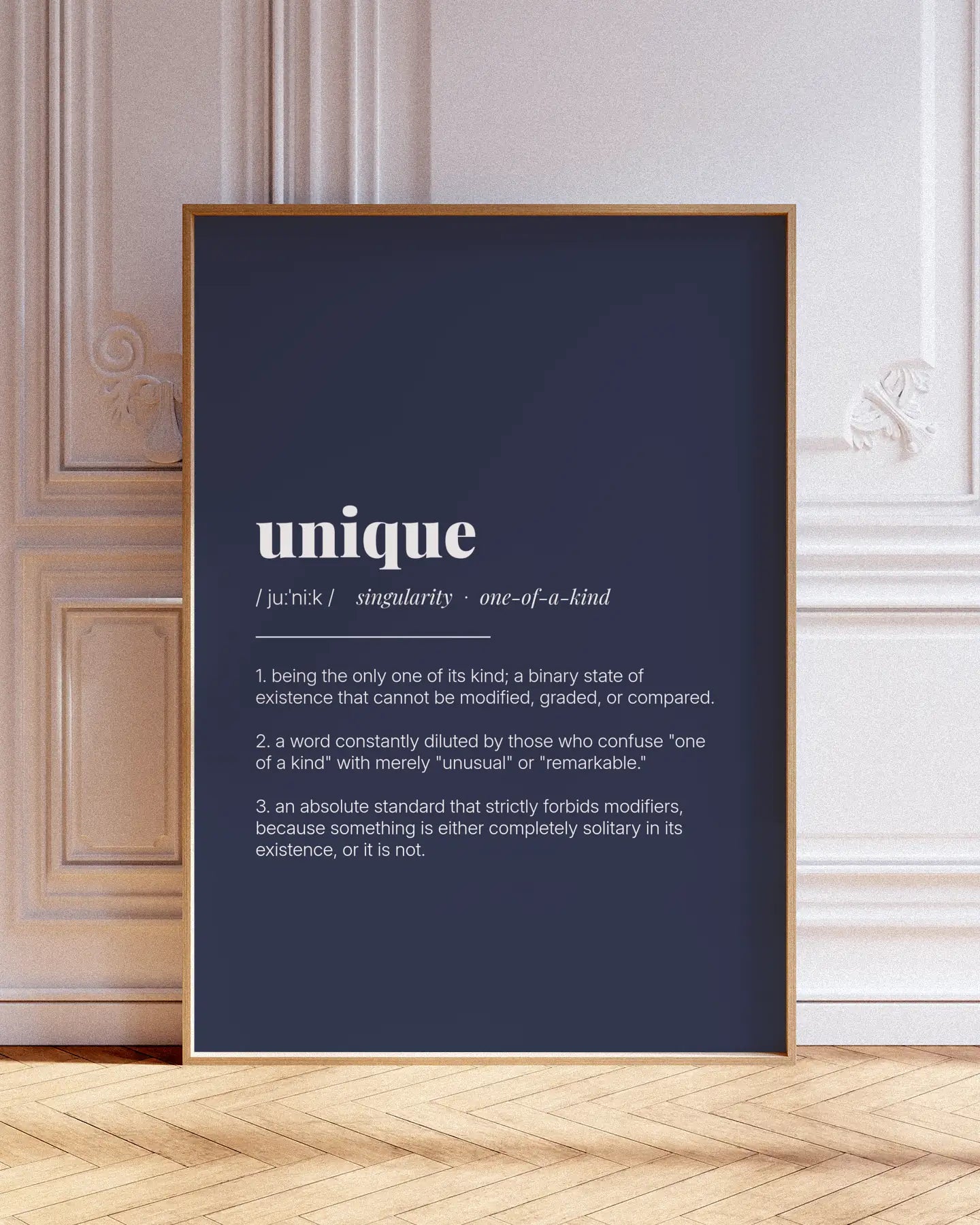 Definition Poster of Unique on Deep Navy background