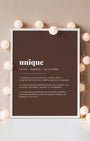 Definition Poster of Unique on Espresso background