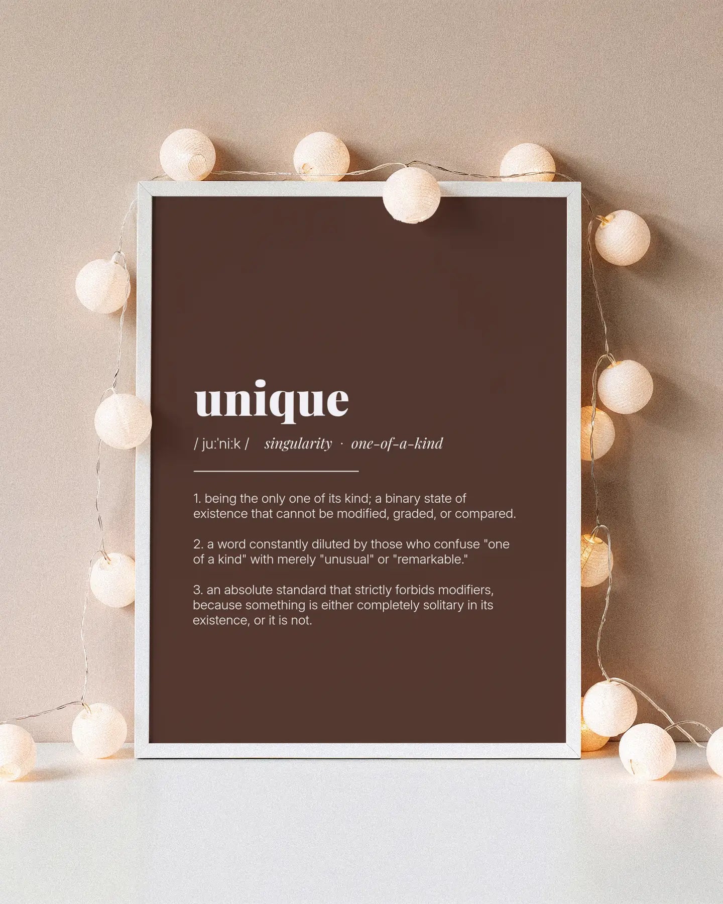 Definition Poster of Unique on Espresso background