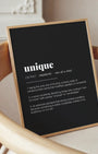 Definition Poster of Unique on Midnight Ink background