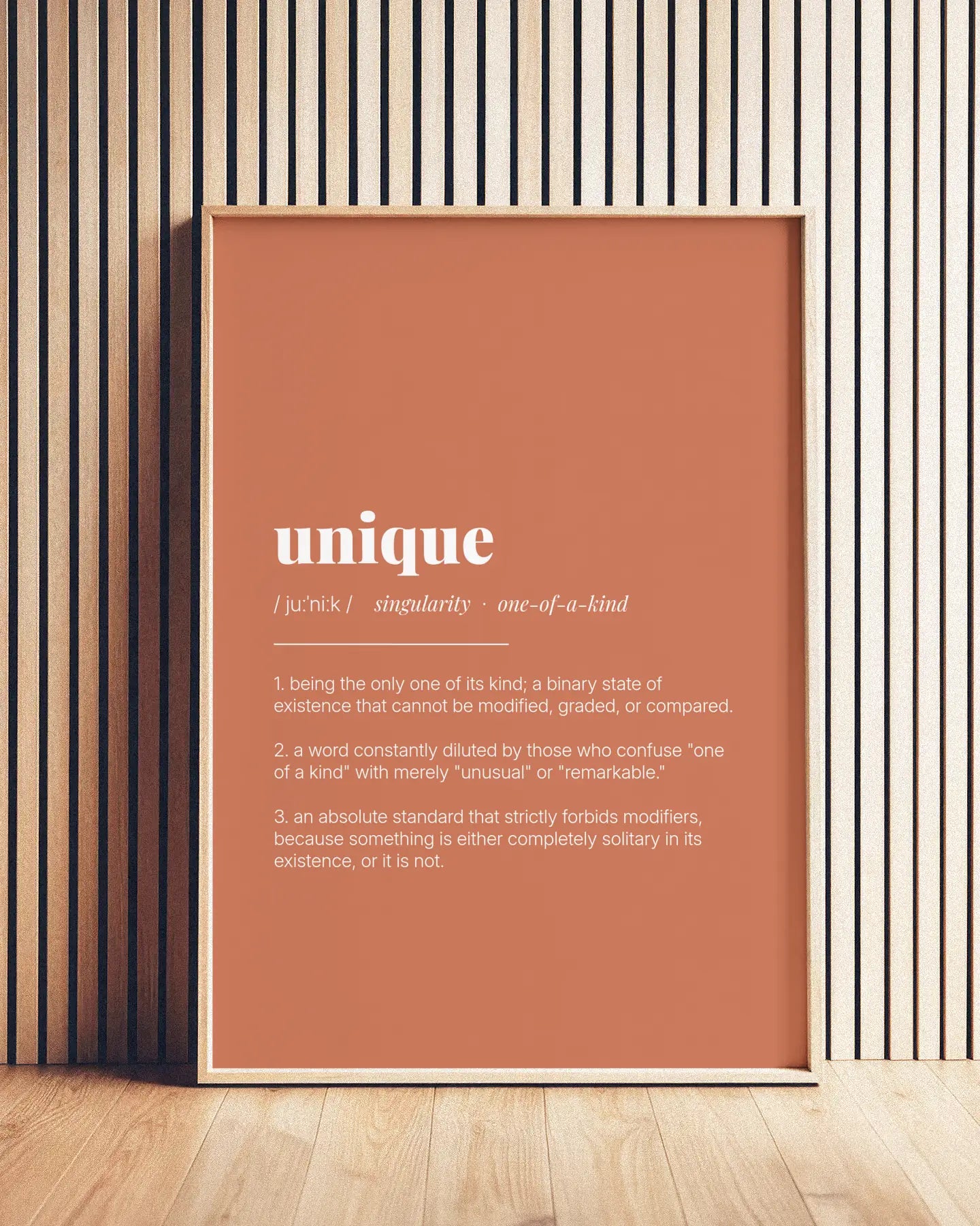 Definition Poster of Unique on Terracotta background