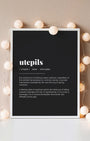 Definition Poster of Utepils on Midnight Ink background