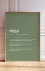 Definition Poster of Virgo on Sage Green background