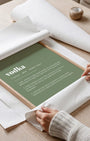 Definition Poster of Vodka on Sage Green background