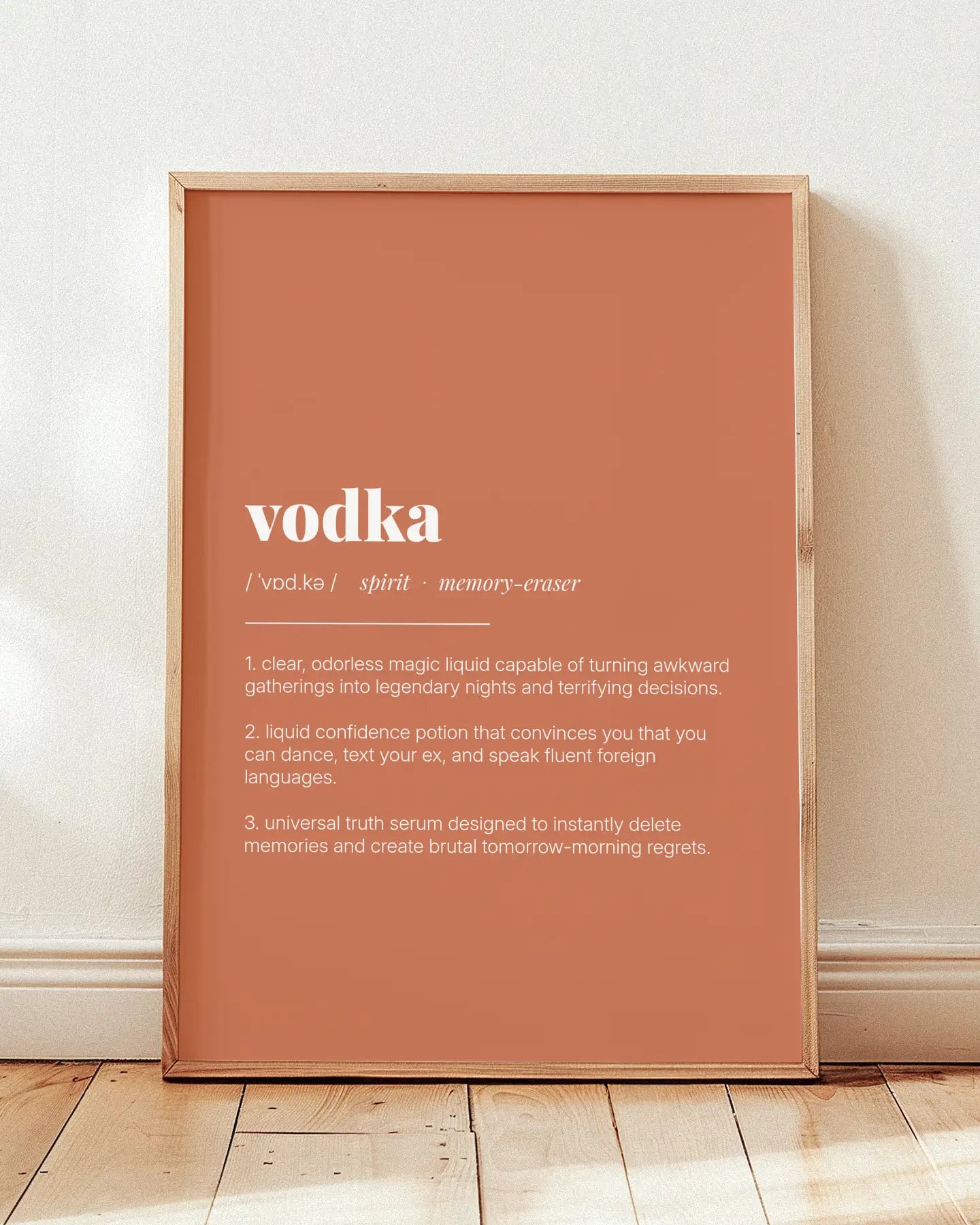 Definition Poster of Vodka on Terracotta background