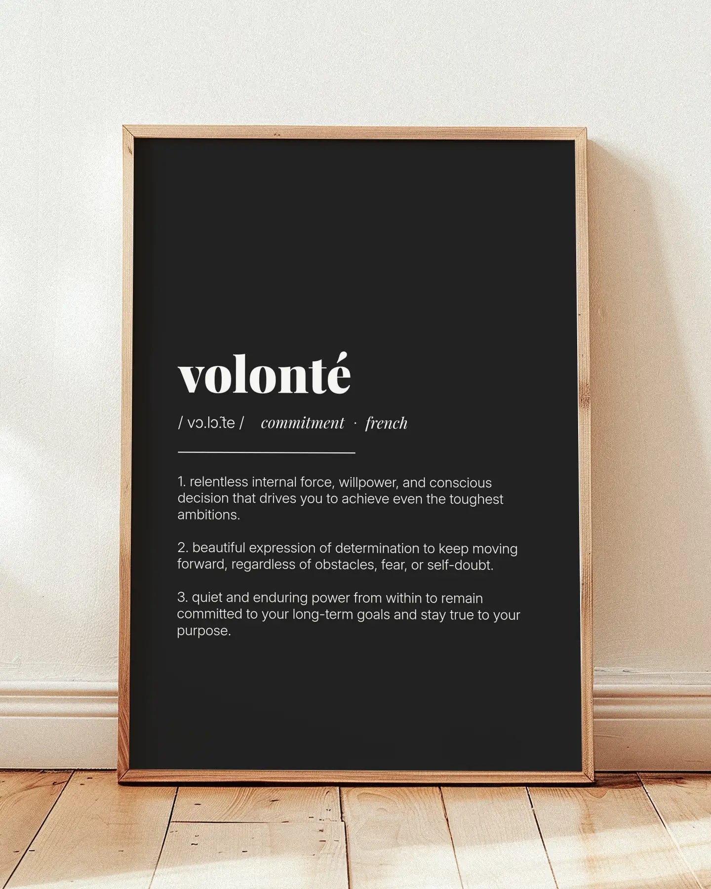 Definition Poster of Volonté on Midnight Ink background