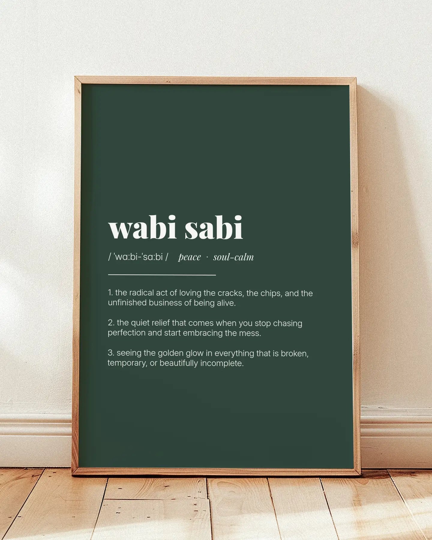 Definition Poster of Wabi Sabi on Emerald background
