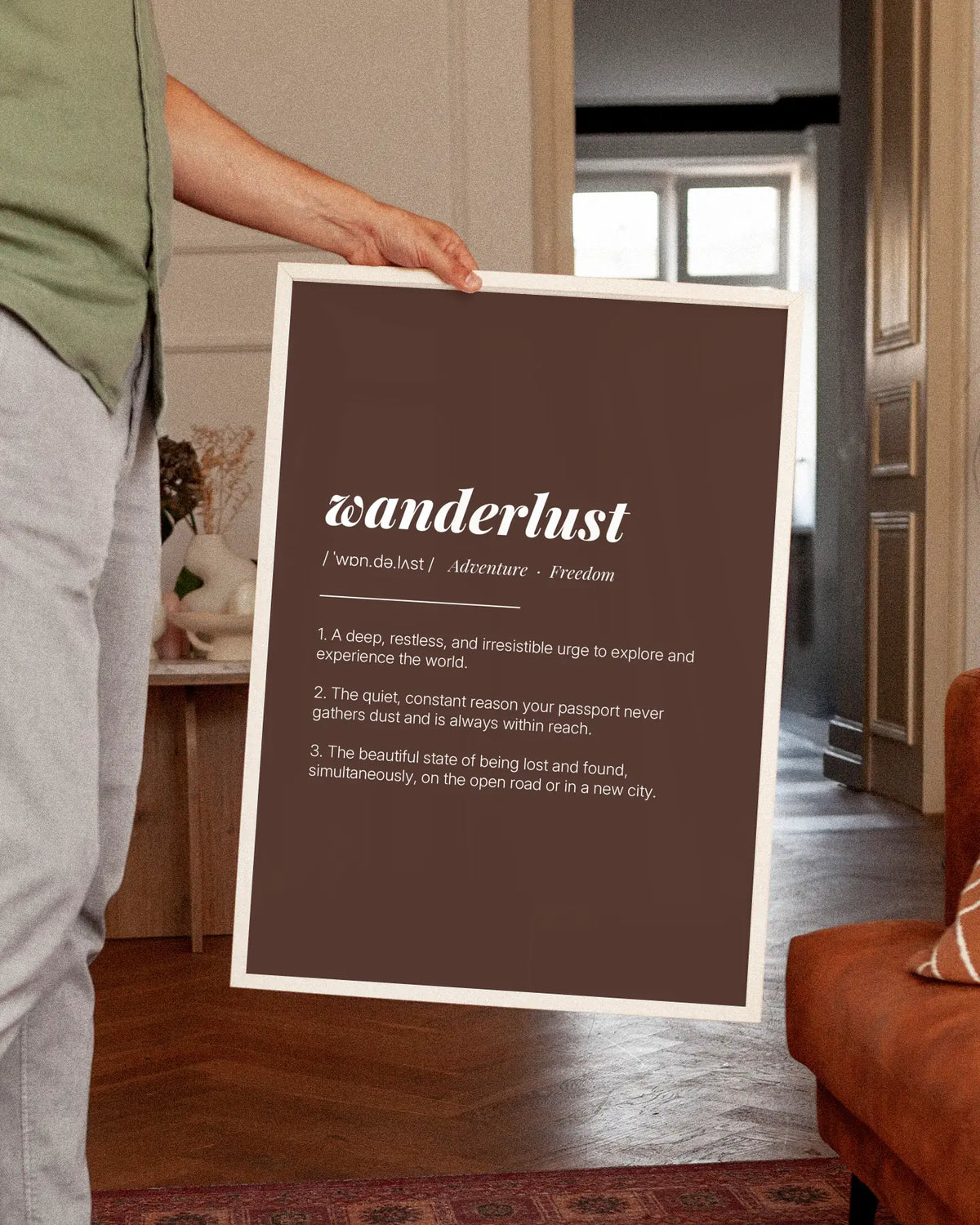 Definition Poster of Wanderlust on Espresso background