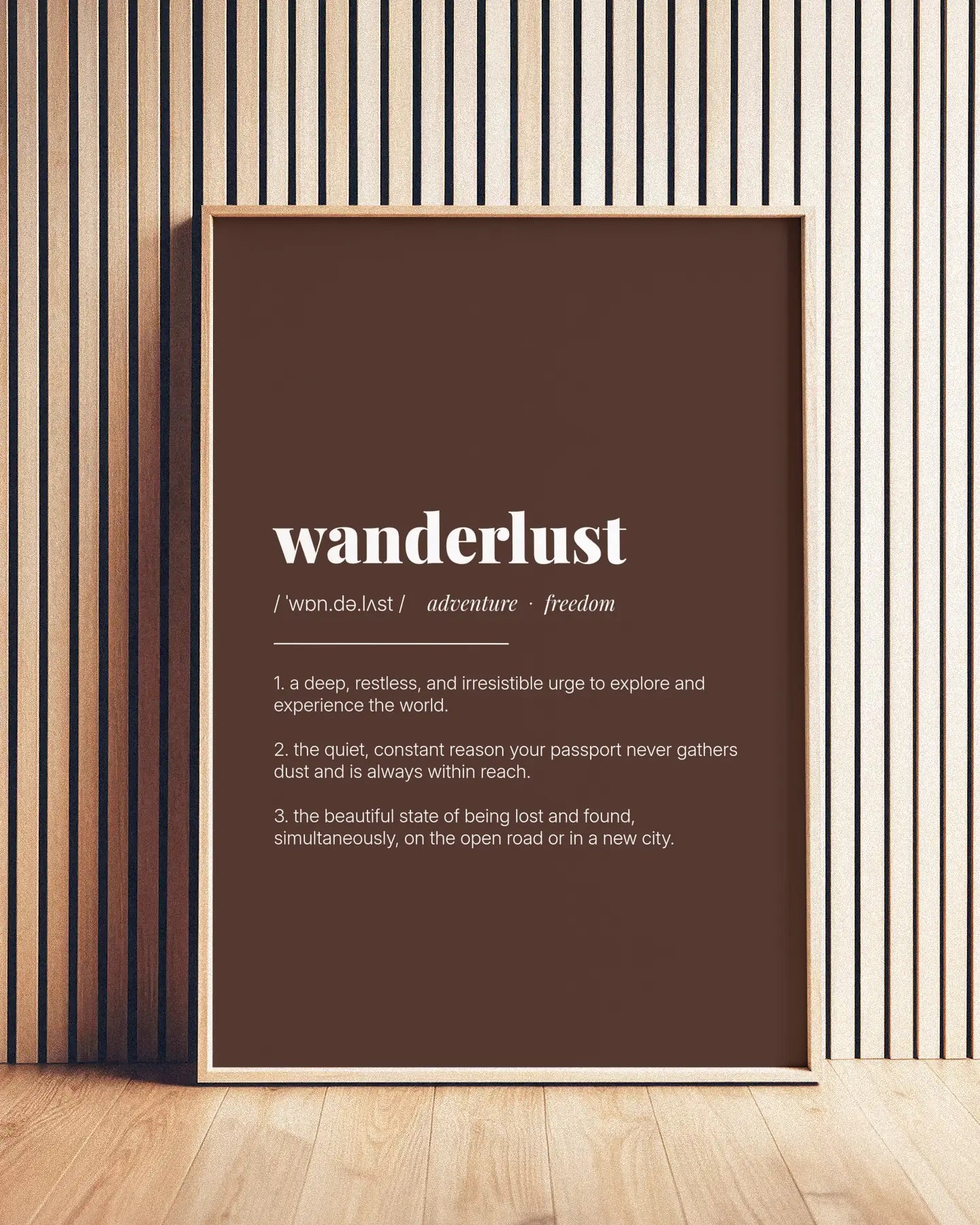 Definition Poster of Wanderlust on Espresso background