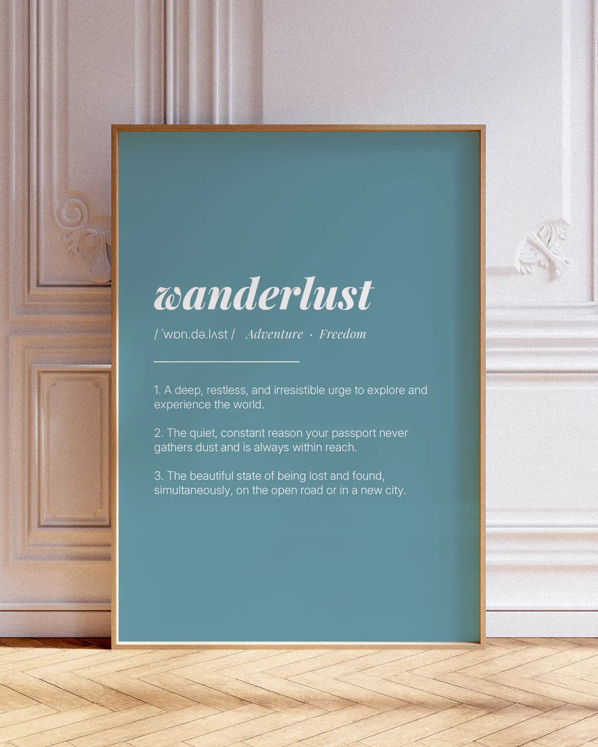 Definition Poster of Wanderlust on Sea Glass background