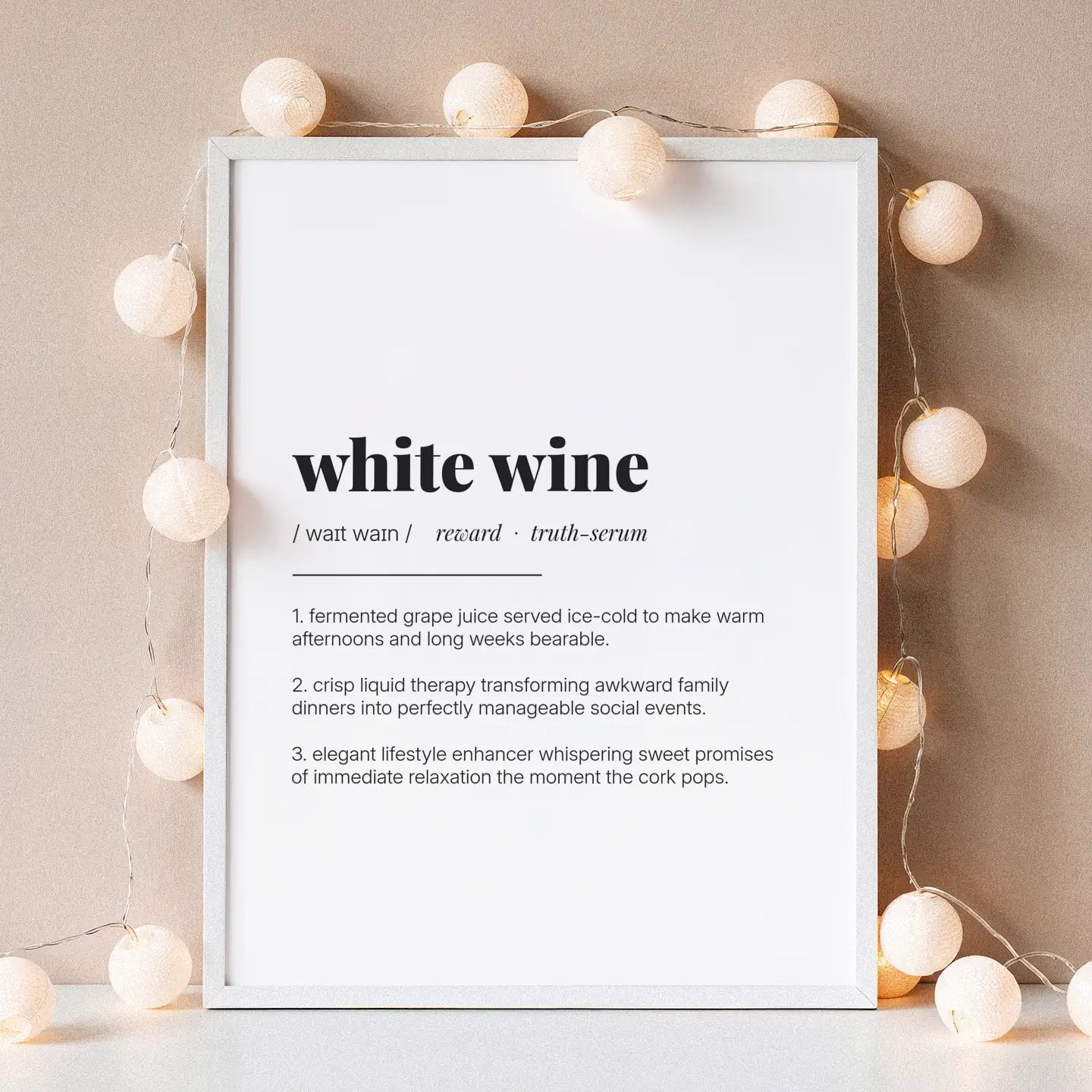 Definition Poster of White Wine on Gallery White background