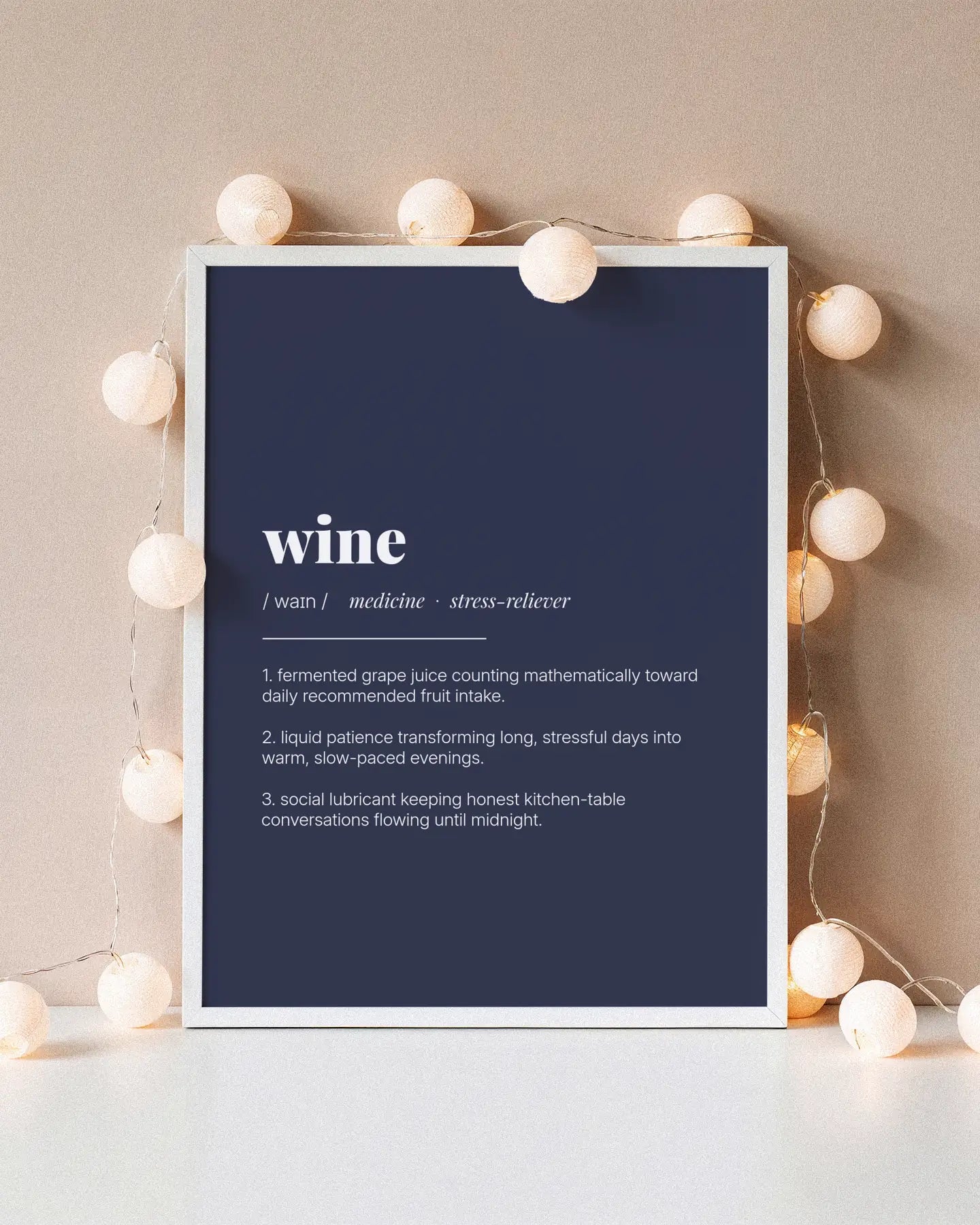 Definition Poster of Wine on Deep Navy background