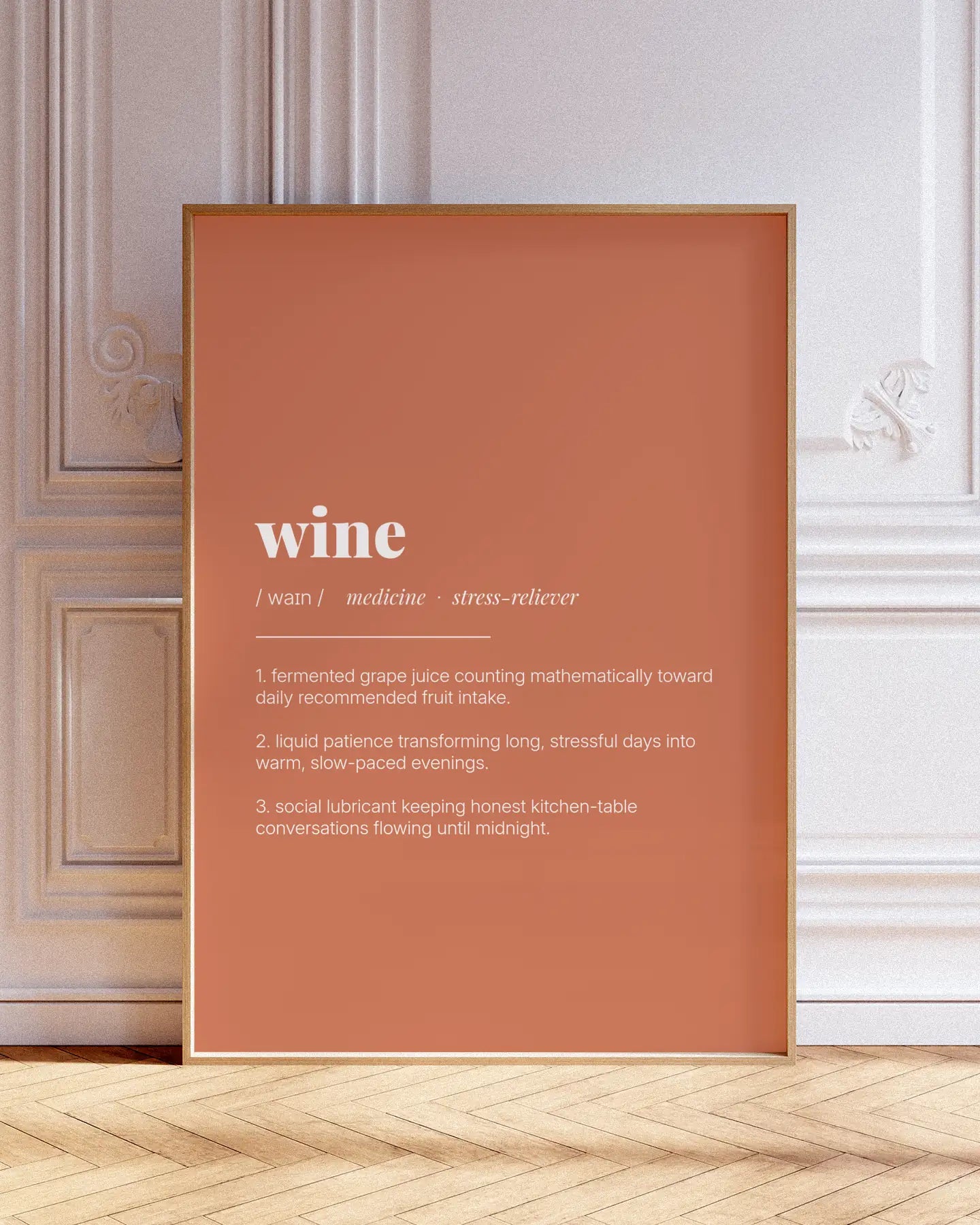 Definition Poster of Wine on Terracotta background