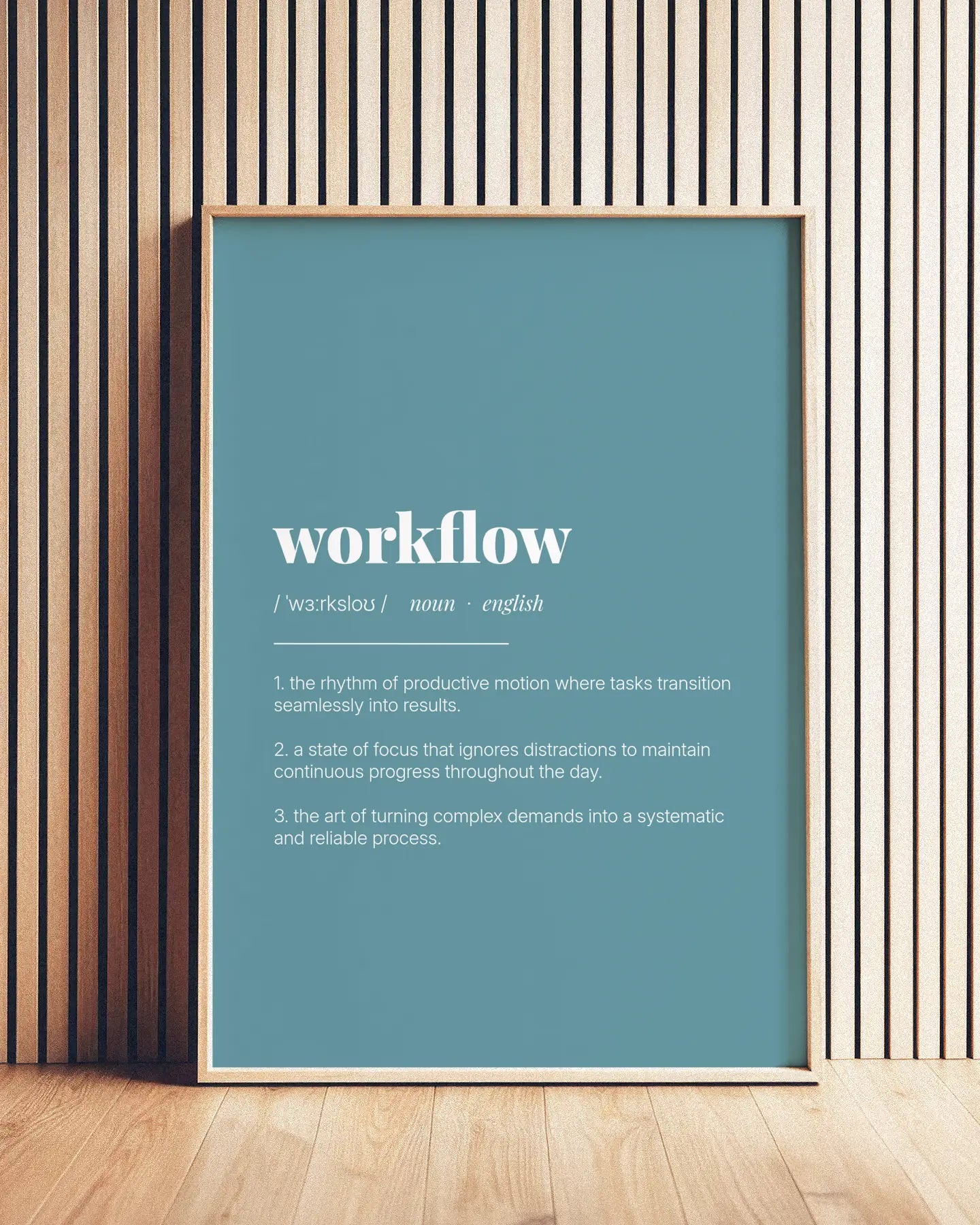 Definition Poster of Workflow on Sea Glass background