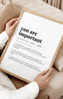 Definition Poster of You are<br />important on Gallery White background