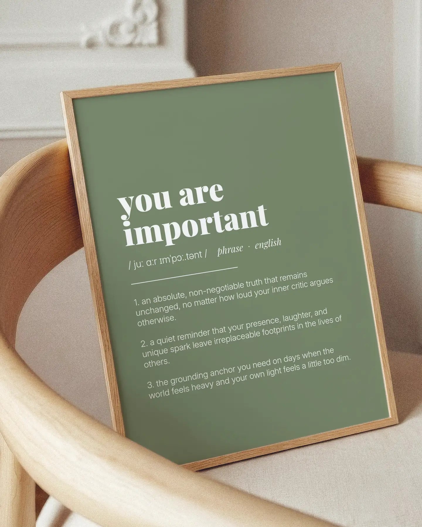 Definition Poster of You are<br />important on Sage Green background