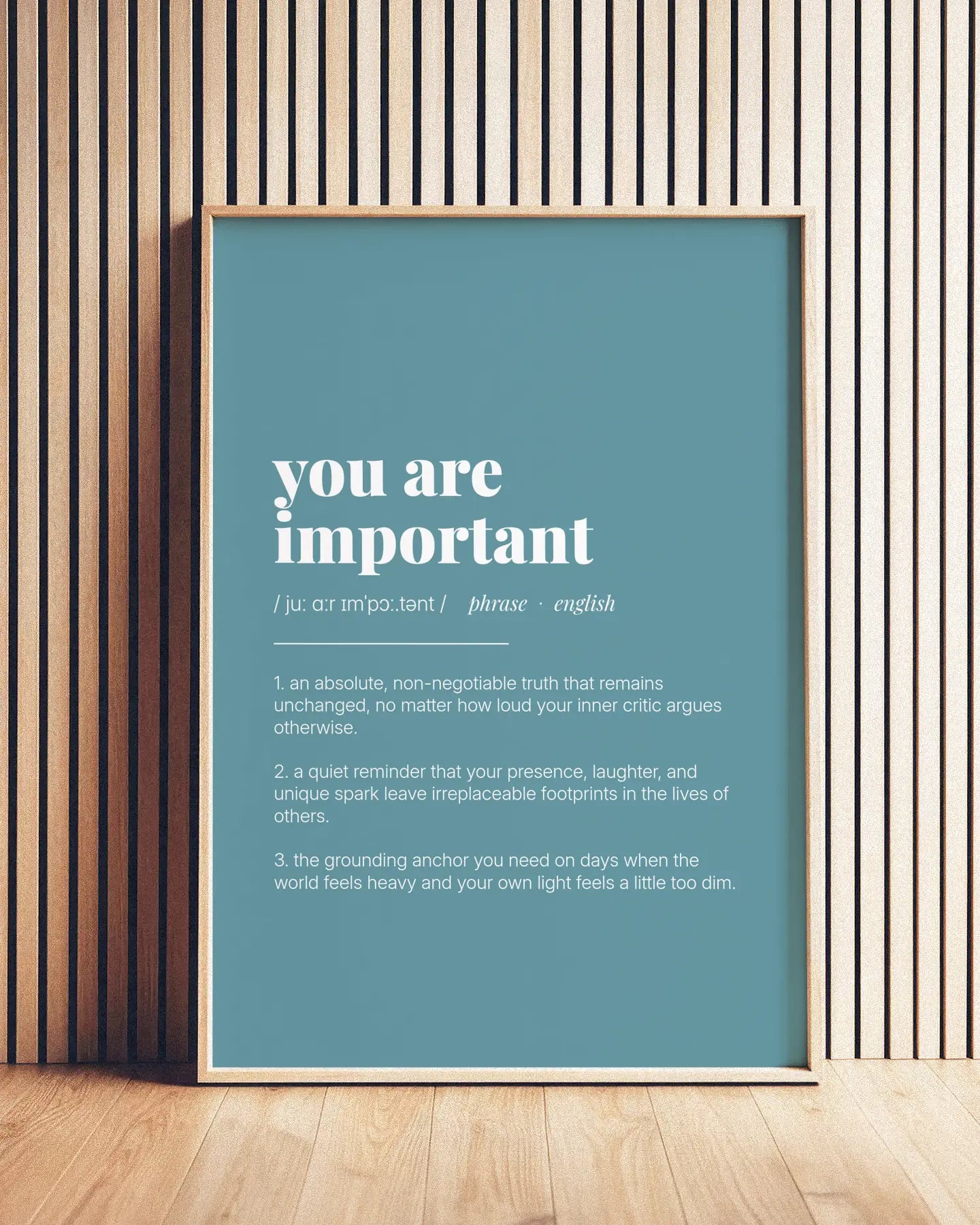 Definition Poster of You are<br />important on Sea Glass background