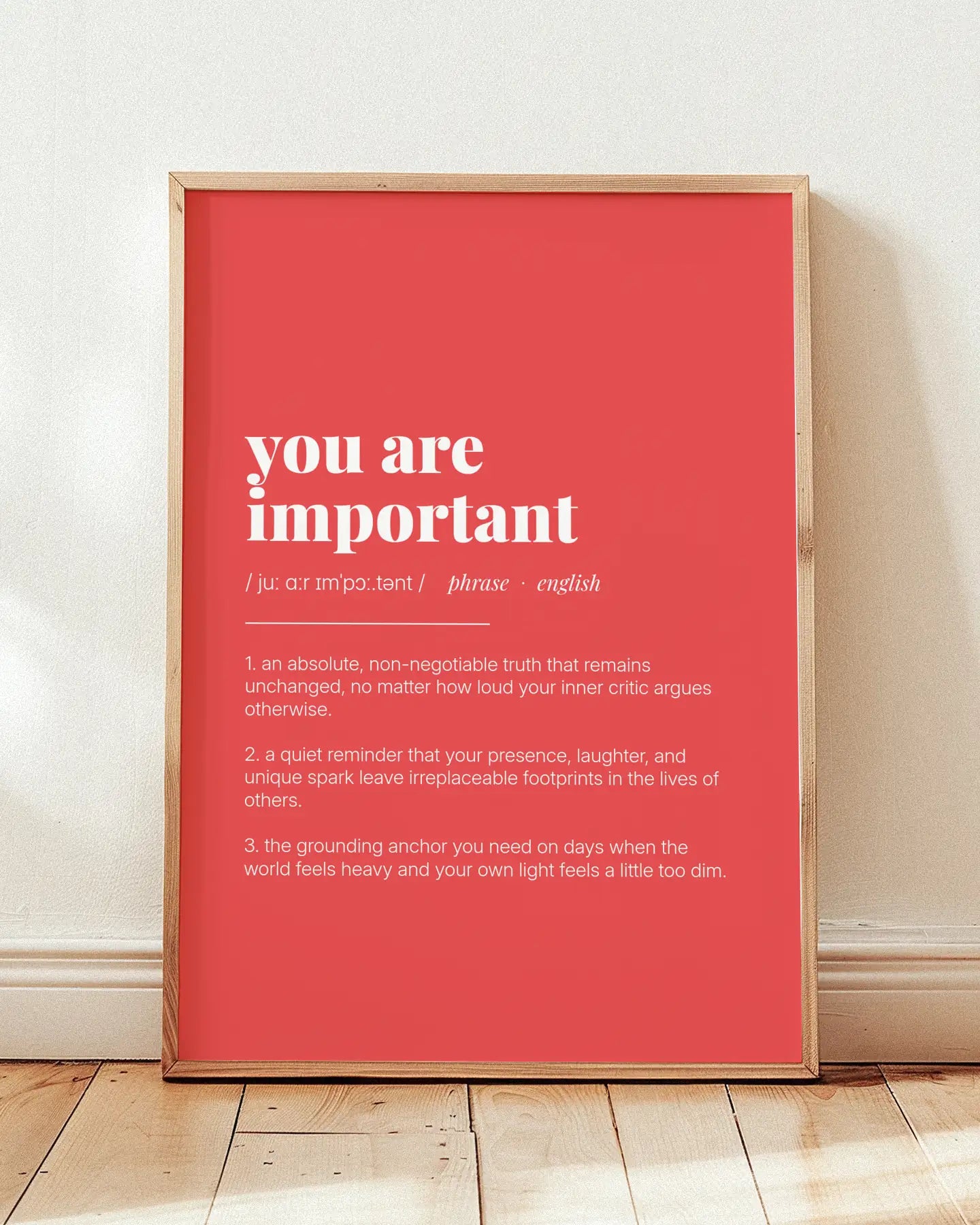 Definition Poster of You are<br />important on Strawberry background